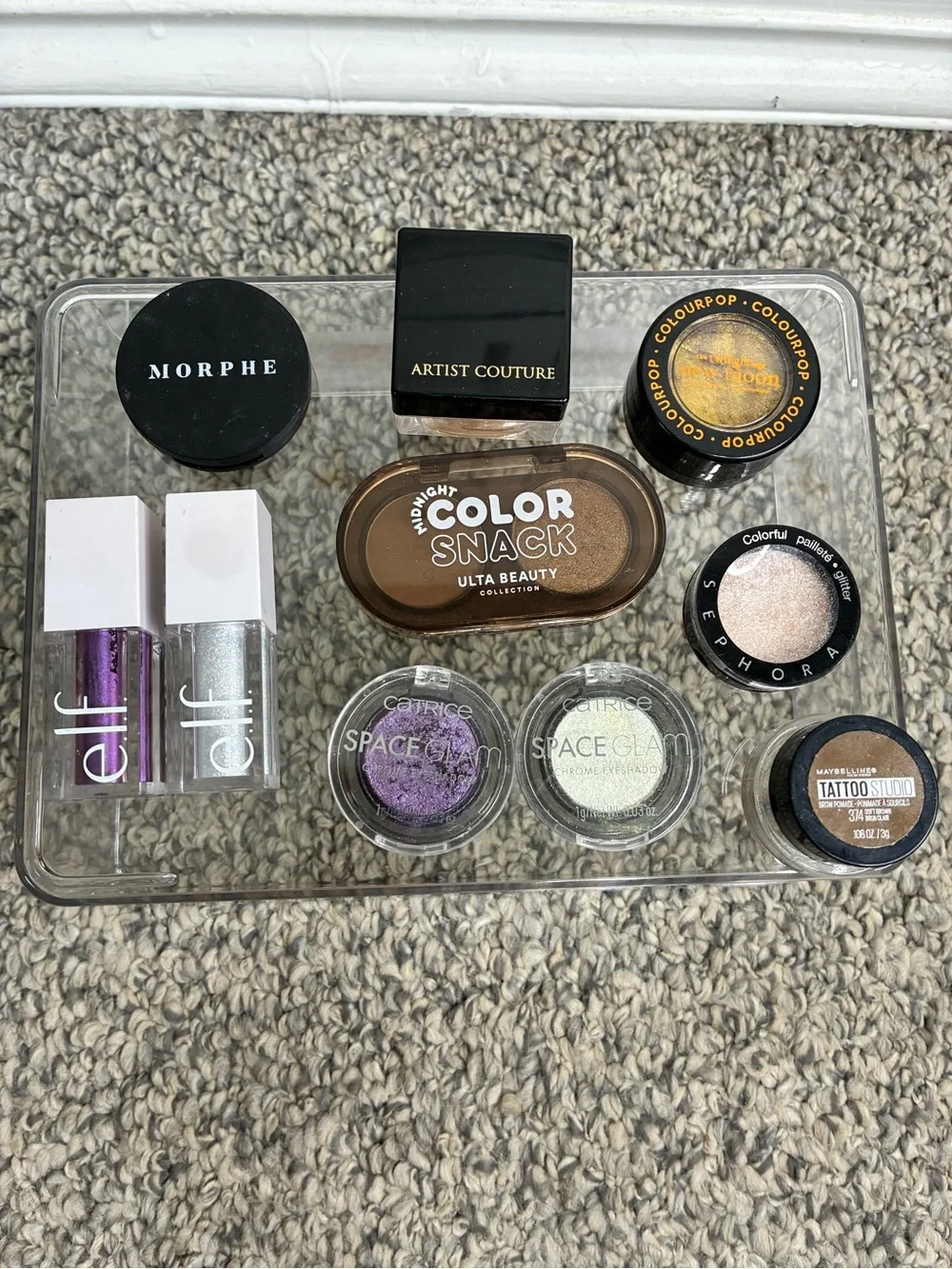 Eyeshadow singles Catrice ELF & Colourpop & Sephora brow bundle